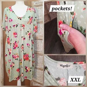 Haptics Women's Floral Midi Dress with Pockets - Green